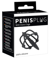 Silicone Penis Plug WIth Glans Cage 2.25 Inches Black Sounding Rods