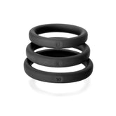 Perfect Fit XactFit Cock Ring Sizes 17 18 19 Black Black COCK RING Set