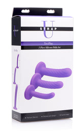Tri Play 3 Piece Purple Silicone Dildo Set for Vibrant Intimate Adventures Purple Dilators