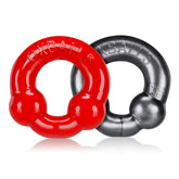 Ultraballs 2 Pack Cockring Steel and Red Red COCK RING Set