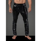 Long Black Elastic PVC Pants for Men with Front Snaps Black Small Mens Latex