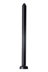 Ribbed Hose 19 Inch Flexible Dong with Suction Cup Base Black > Dildos > Double Dildos
