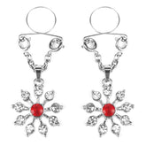 Ruby and Diamond Star Nipple Jewellery with Adjustable Rings Red Nipple Clips