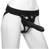 Be Strong 7.5 Inch Slim Dong 2 Piece Hollow Silicone Strap-On Set Black Strap-ons Hollow
