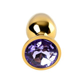 Gold Metal Anal Plug with Amethyst Crystal Small Gold > Anal Range > Jewel Butt Plugs