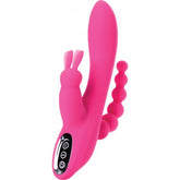 JOS Spanky Triple Stimulator 21CM Soft Silicone Vibrator Pink VIBRATORS-RABBIT-MULTI