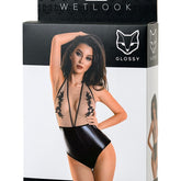Glossy Wetlook Bodysuit Kiara in Small Medium Large Black Large Bodystockings
