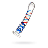 Sexus Glass Dildo with Blue Tip 18cm Clear DONGS Glass