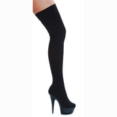 Stiletto Stretch Lycra Thigh High Boots in Black with 6 Inch Heel Black 7 Hosiery