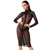 Ecstasy Midi Dress – Sheer Mesh Luxury Lingerie Dress Black Small > Clothes > Dresses and Chemises