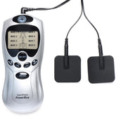 Zeus Handheld Power Box with Black Silicone Pads – Portable 8 Mode Electro Stimulation Unit Silver E-STIM TOYS