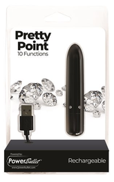 Pretty Point 4in Power Bullet Black Vibrator with 10 Functions Black BULLETS
