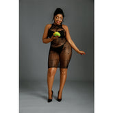 Adrien Lastic Moonlight Plus Model 06 Black Dress With Geometric Patterns And High Elasticity Material Dresses