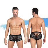 Ashella Lingerie Mica Black Lace Boxer Brief L/XL Mens Trunks