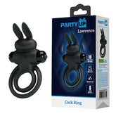 Party Up Lawrence – Vibrating Silicone Cock Ring and Balls Ring Black > Cock Ring > Vibrating