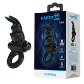 Party Up LEO (Black) – Vibrating Rabbit Cock Ring Black > Cock Ring > Vibrating