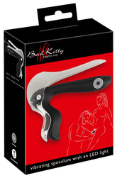 Bad Kitty Vibrating Speculum in Black, 2.5 Inches Medical Themed