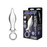 Blue Line 2.5 Inch Stainless Steel Metal Tapered Butt Plug with Loop Hardware Butt Plugs