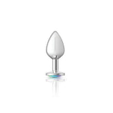 Cheeky Charms Silver Round Butt Plug with Clear Iridescent Jewel Medium > Anal Range > Jewel Butt Plugs