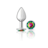 Cheeky Charms Silver Round Butt Plug with Rainbow Jewel Medium > Anal Range > Jewel Butt Plugs