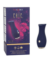 Chic Tulip Waterproof Dual Motor Rolling Massager in Navy Blue with 10 Speeds and Rechargeable Rose Stimulators