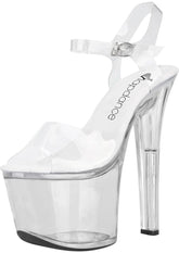 Clear Platform Sandal With Quick Release Strap 7 Inch Heel for Adult Costume Play 8 Heels