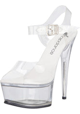 Clear Platform Sandal With Quick Release Strap And 6 Inch Heel 8 Heels