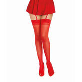 Dreamgirl Back Seam Sheer Thigh High Stockings Red Hosiery