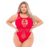 Duchess High Neck Red Bodysuit Queen Size Queen Bodystocking