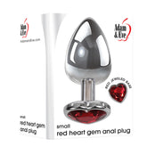 Adam & Eve Red Heart Anal Plug (Metallic) – Small Butt Plug 7.1 cm Length Chrome Butt Plugs