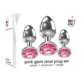 Adam & Eve Pink Gem Anal Plug Set – Metallic Butt Plugs With Gems, Set of 3 Sizes Chrome > Anal Range > Jewel Butt Plugs