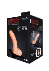Erection Assistant Hollow Strap On 8 Inch Flesh Adjustable Strap-On Dildo with Hollow Cavity and Comfortable Harness STRAP-ONS