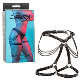 Euphoria Collection Multi Chain Thigh Harness Black Vegan Leather with Adjustable Waist and Thigh Straps Fits Waist up to 41.25 Inches and Thigh up to 28.75 Inches Womens Harnesses