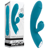 Evolved FIERCE FLICKER Dual Vibe 19.5cm Waterproof Blue VIBRATORS-RABBIT