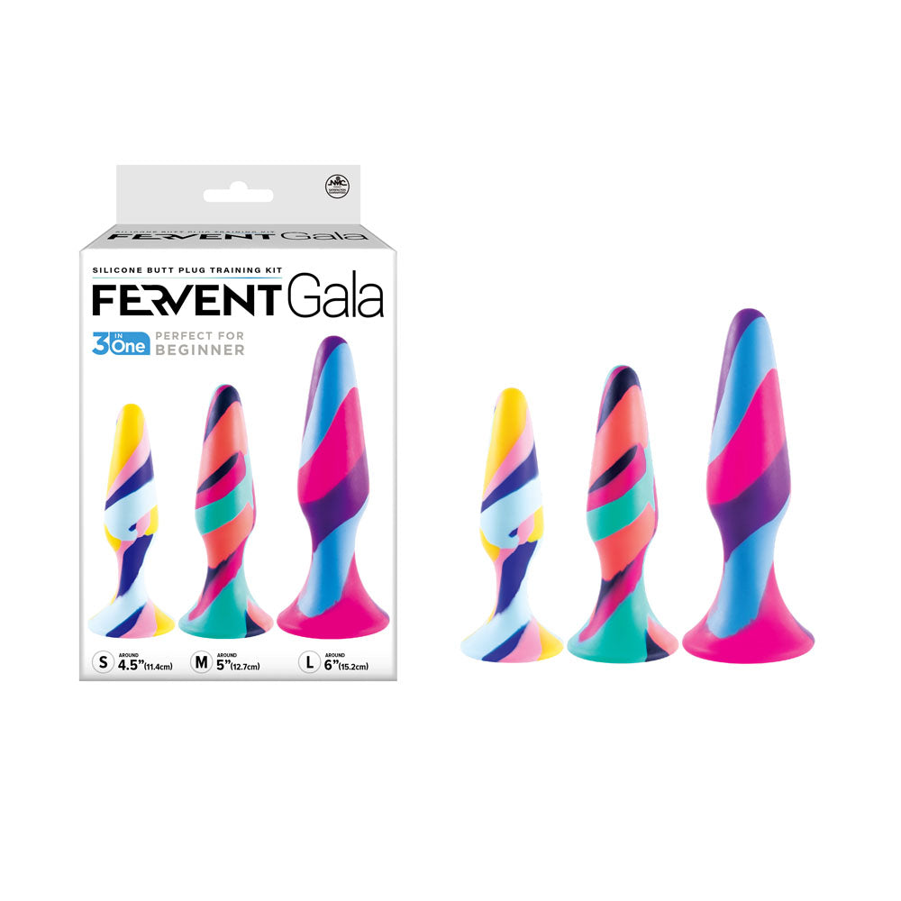 Fervent Gala (Multicolored) – Silicone Anal Training Kit with 3 Sizes Butt Plugs 11.4 cm, 12.7 cm, 15.2 cm Coloured ANAL TOYS Fervent Gala (Multicolored) – Silicone Anal Training Kit with 3 Sizes Butt Plugs 11.4 cm, 12.7 cm, 15.2 cm Coloured ANAL TOYS
