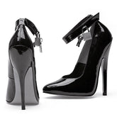 Fetish Pump with Lock and Key Black 6 Inch 9 Heels