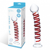 Glas 10 Inch Mr Swirly Red Spiral Handblown Glass Dildo DONGS Glass
