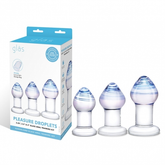 Glas 3.25", 3.5", 4" 3-Piece Pleasure Droplets Glass Anal Training Kit with Blue and White Swirl Design > Sex Toys > Glass