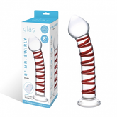 Glas 8 Inch Mr. Swirly Red Spiral Handblown Glass Dildo DONGS Glass