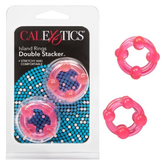 Island Rings Double Stacker Pink Glow in the Dark Stretchy TPE Cock Rings 0.75 Inch 2 cm COCK RING Set