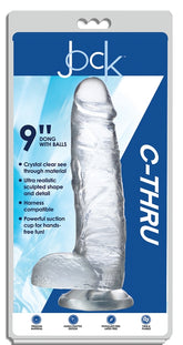 JOCK C-Thru 9 Inch Clear TPE Dong with Balls and Suction Cup DONGS
