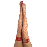 Kixies CLAUDIA Large Diamond Fishnet Thigh Highs - - Size B Hosiery