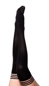 Kixies Danielle Black Opaque Thigh High Tights Size B Hosiery
