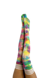 Kixies Gilly Multi Color Tie Dye Size D Thigh High Socks Hosiery