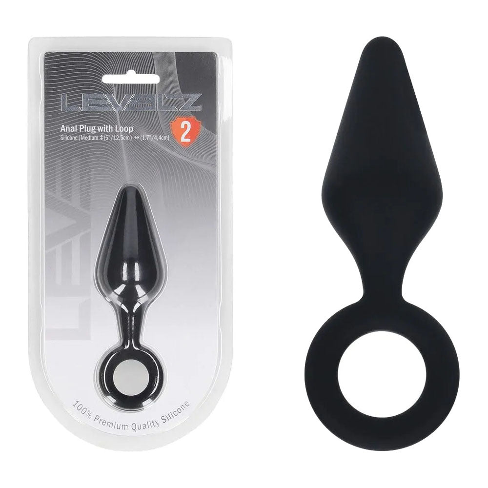 LEVELZ Silicone Medium Anal Plug with Loop Adult Stuff Warehouse LEVELZ Silicone Medium Anal Plug with Loop Adult Stuff Warehouse