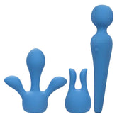 Couture Collection™ Body Wand Kit Blue Silicone Waterproof with Dual and Triple Teaser Attachments Electric Massager