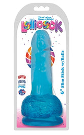 Lollicock 6 Inch Slim Stick with Balls Berry Ice DONGS