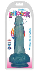 Lollicock 7 Inch Slim Stick with Balls Berry Ice Blue DONGS