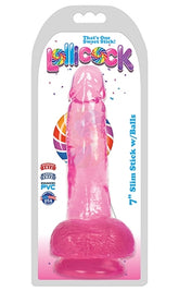 Lollicock 7 Inch Slim Stick with Balls Cherry Ice DONGS