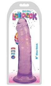 Lollicock 8 Inch Slim Stick Grape Ice Super Slim See-Thru Dildo with Suction Cup DONGS